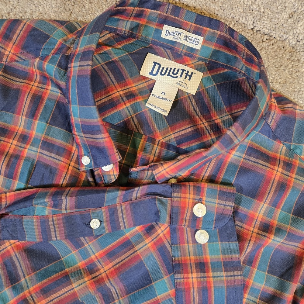 Duluth Trading Co.‎ Men's Plaid Long Sleeve Button Up XL Relaxed Fit Untucked